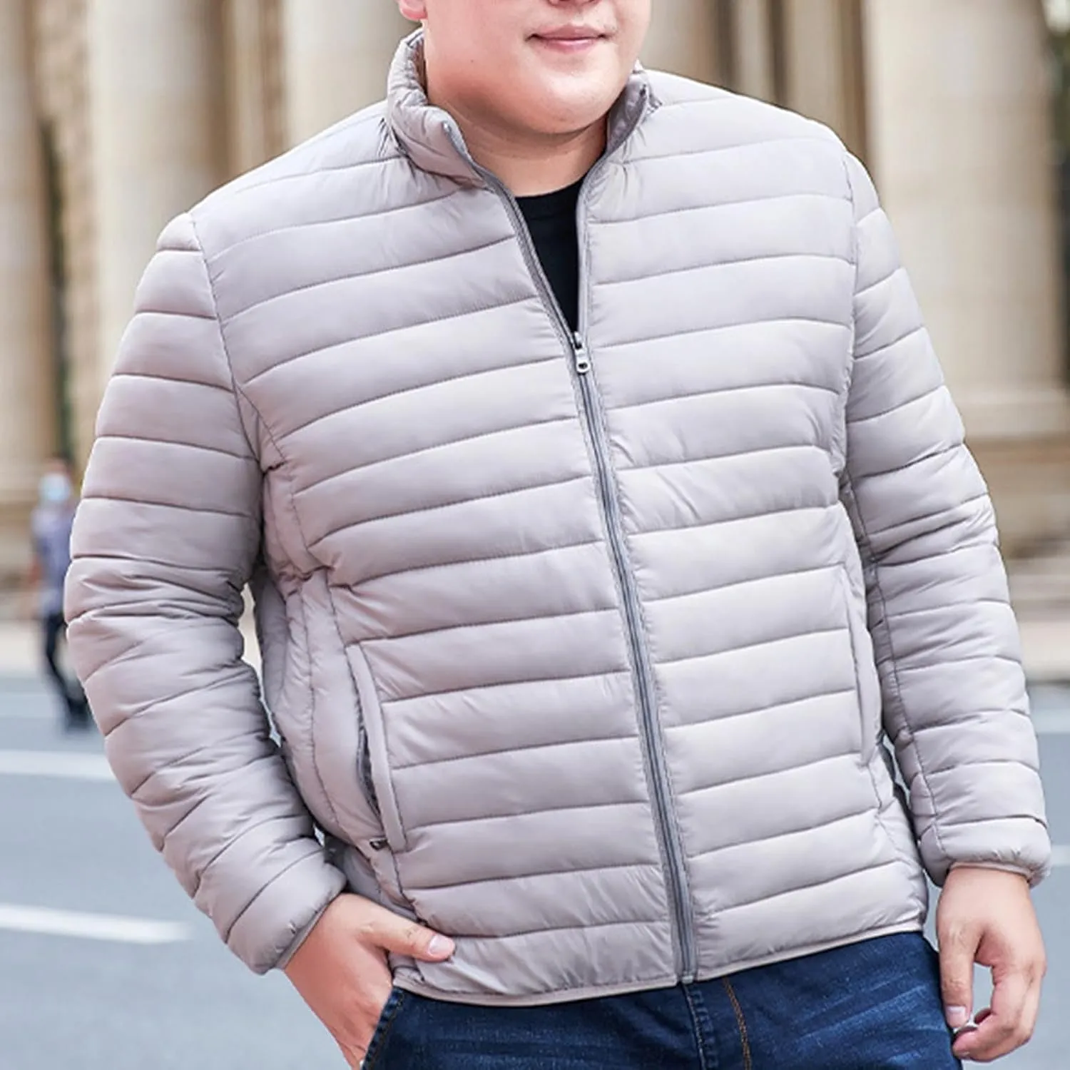 Men's Winter Jackets Lightweight Puffer Jacket Warm Quilted Jackets Plus Size Packable Down Jacket Stand Collar Coat