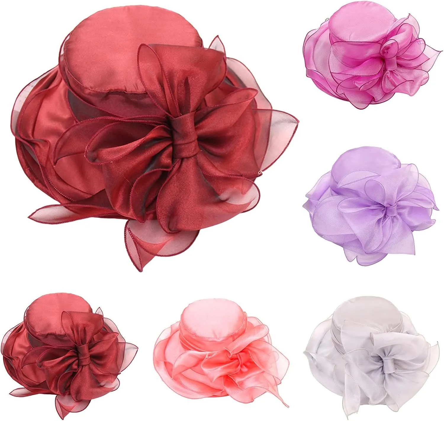 Mesh Sunshade Hat Flower Temperament Wedding Dress Hat Sun Dome Large Brim Hat Fashion Hat Buckets Spring Summer
