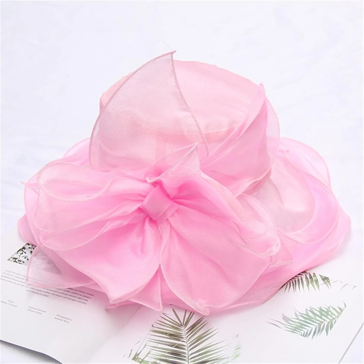 Mesh Sunshade Hat Flower Temperament Wedding Dress Hat Sun Dome Large Brim Hat Fashion Hat Buckets Spring Summer