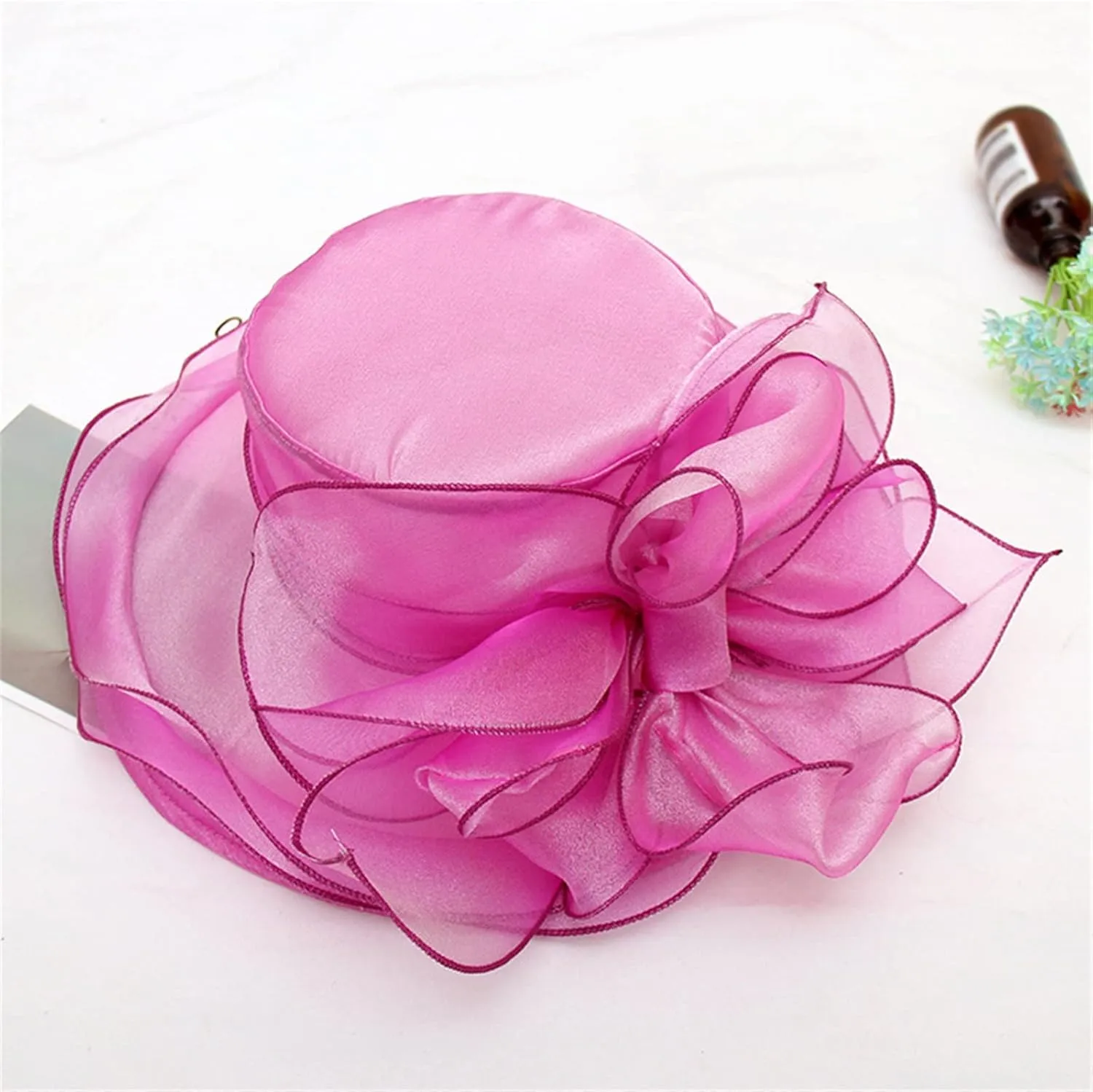 Mesh Sunshade Hat Flower Temperament Wedding Dress Hat Sun Dome Large Brim Hat Fashion Hat Buckets Spring Summer