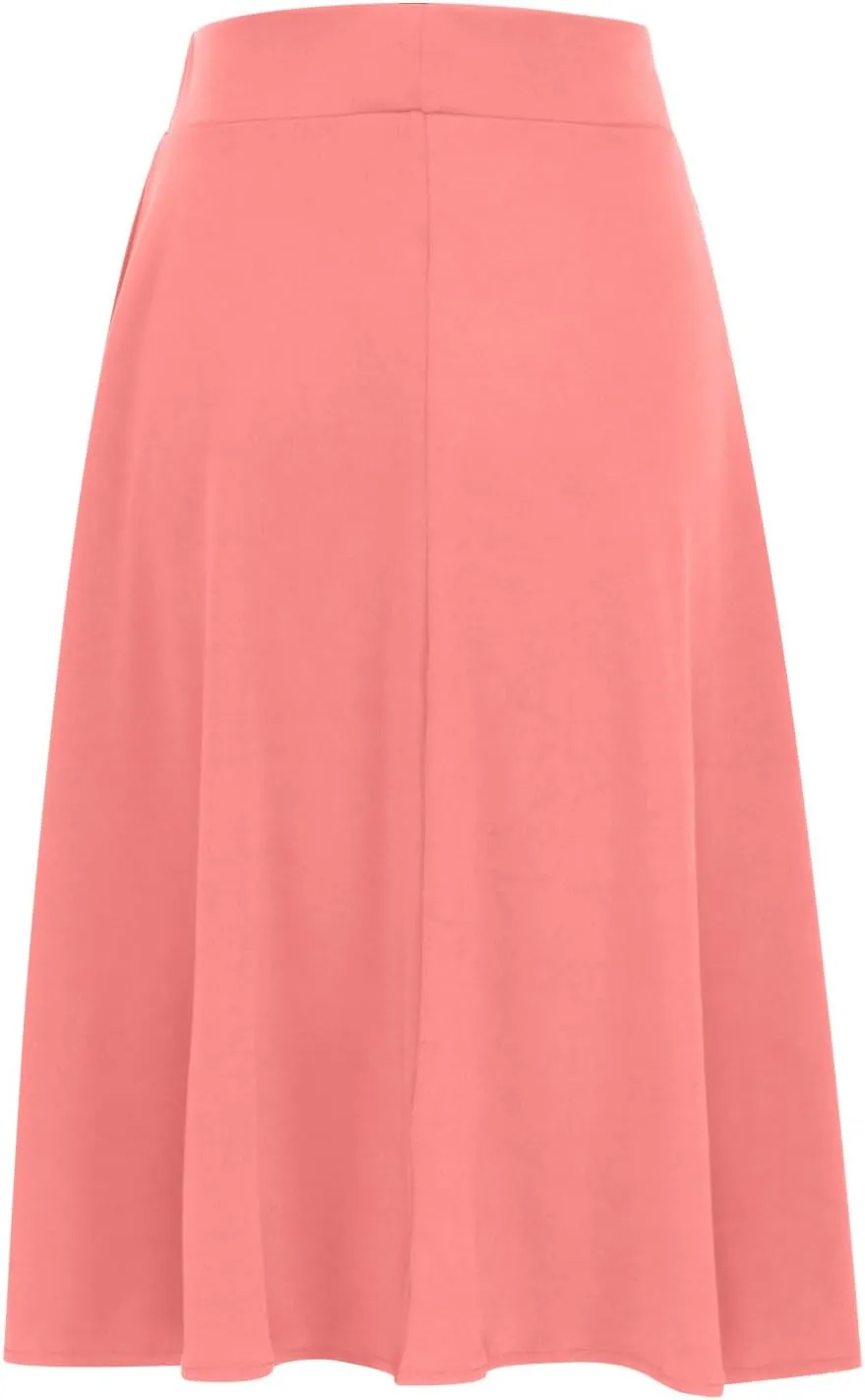 Midi Skirts for Women Elegant High Waisted Knee Skirts Spring Summer Hip-Wrapped Skirt Solid Color A-Line Skirts