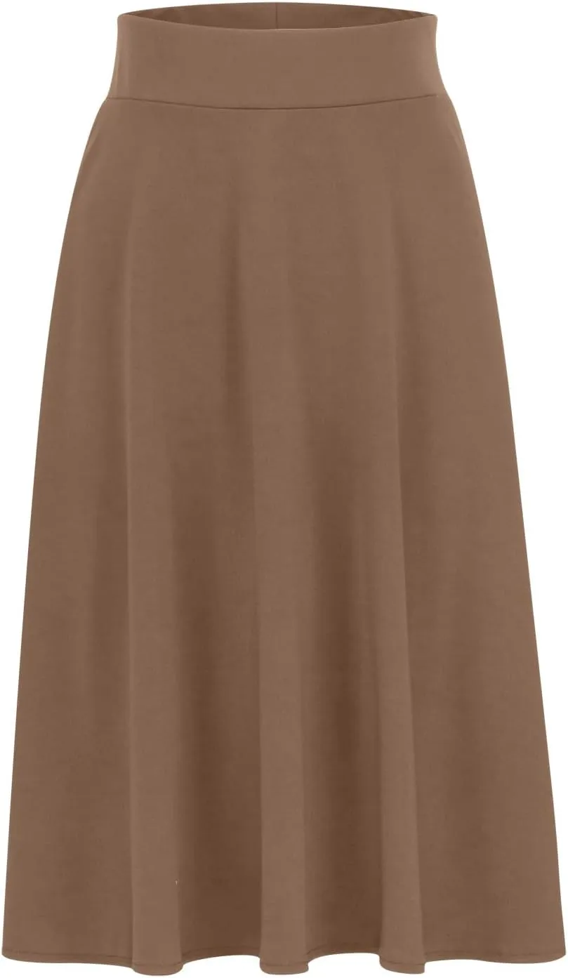 Midi Skirts for Women Elegant High Waisted Knee Skirts Spring Summer Hip-Wrapped Skirt Solid Color A-Line Skirts
