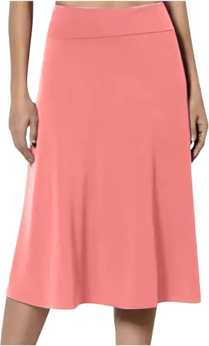 Midi Skirts for Women Elegant High Waisted Knee Skirts Spring Summer Hip-Wrapped Skirt Solid Color A-Line Skirts