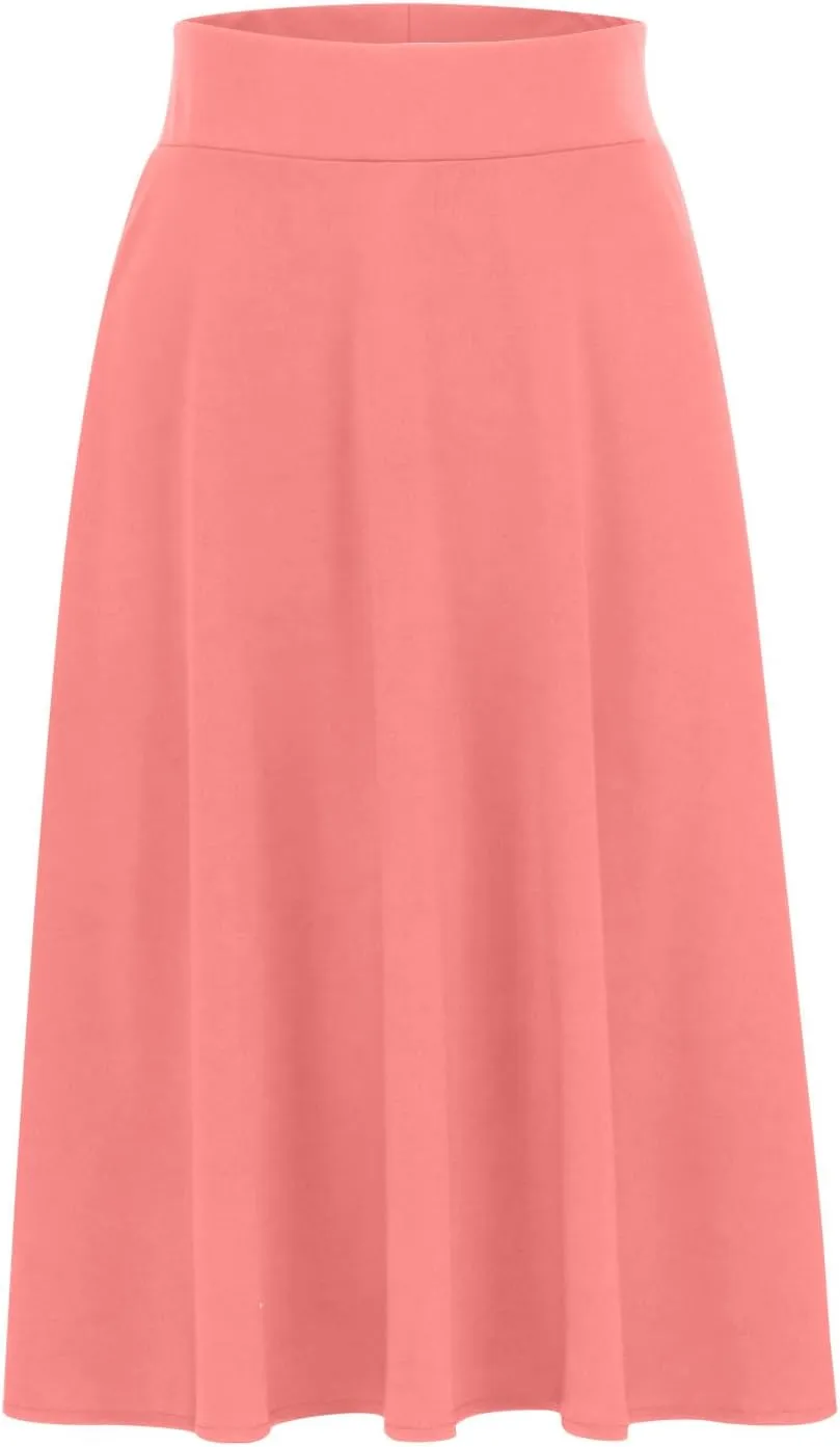 Midi Skirts for Women Elegant High Waisted Knee Skirts Spring Summer Hip-Wrapped Skirt Solid Color A-Line Skirts