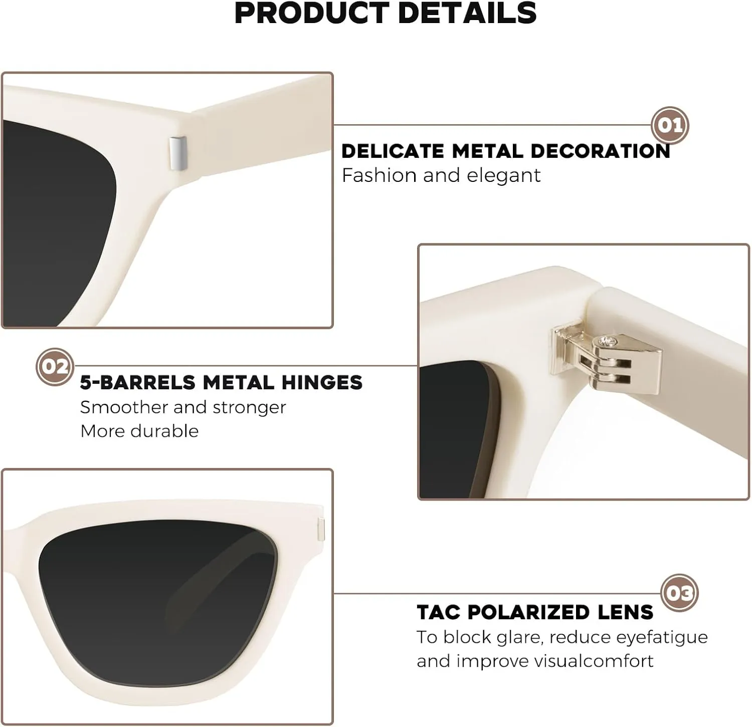 mosanana Trendy Small Cat Eye Polarized Sunglasses for Women Retro Square Narrow Skinny Sun Glasses MS52358
