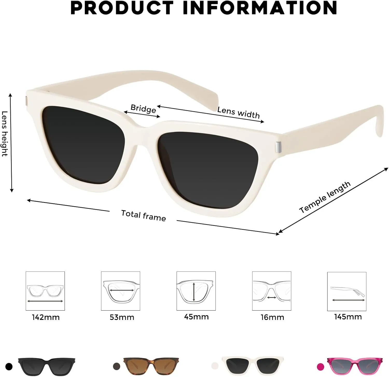 mosanana Trendy Small Cat Eye Polarized Sunglasses for Women Retro Square Narrow Skinny Sun Glasses MS52358