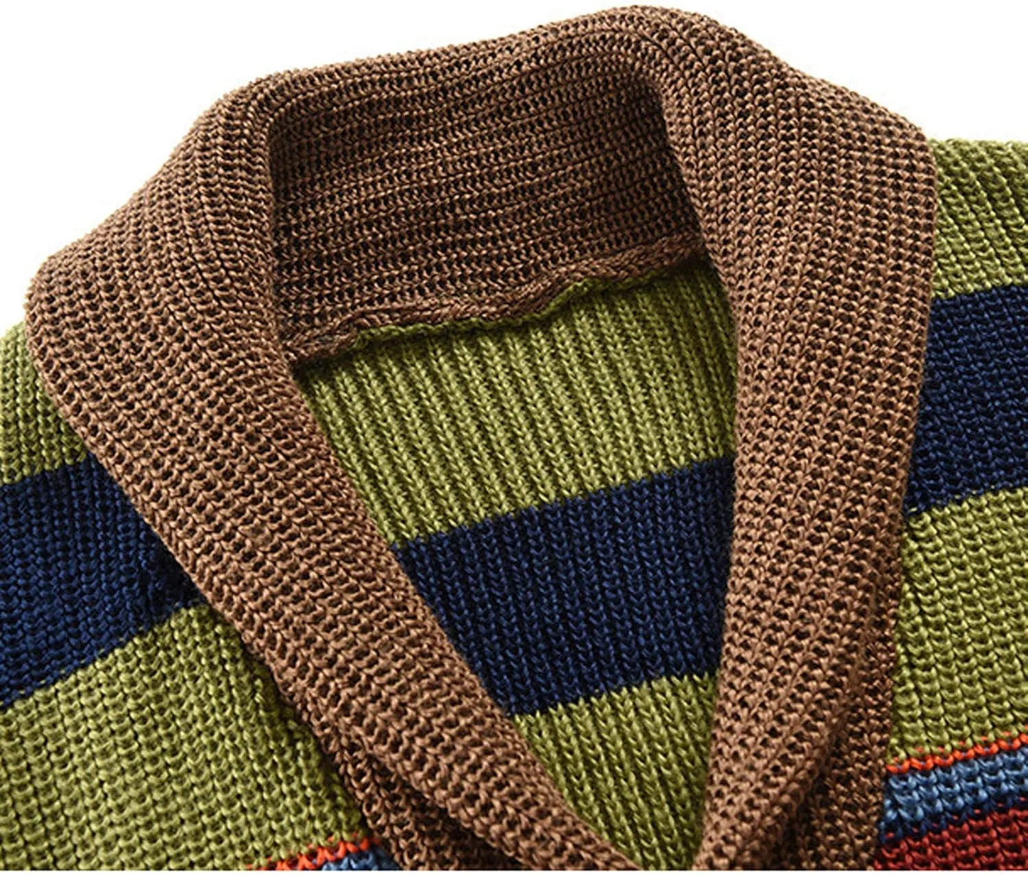 NATHGAM Men's Striped Cardigan Sweaters Color Block Knitted Trendy Button Down Coat Ribbed Open Front Chunky Knitwear Jackets