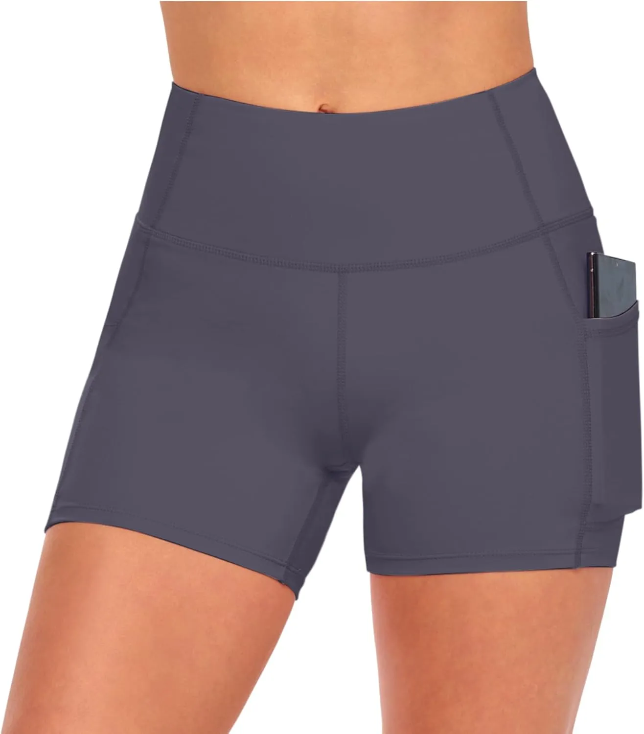 Natural Uniforms Women's High Waist Yoga Shorts with Tummy Control