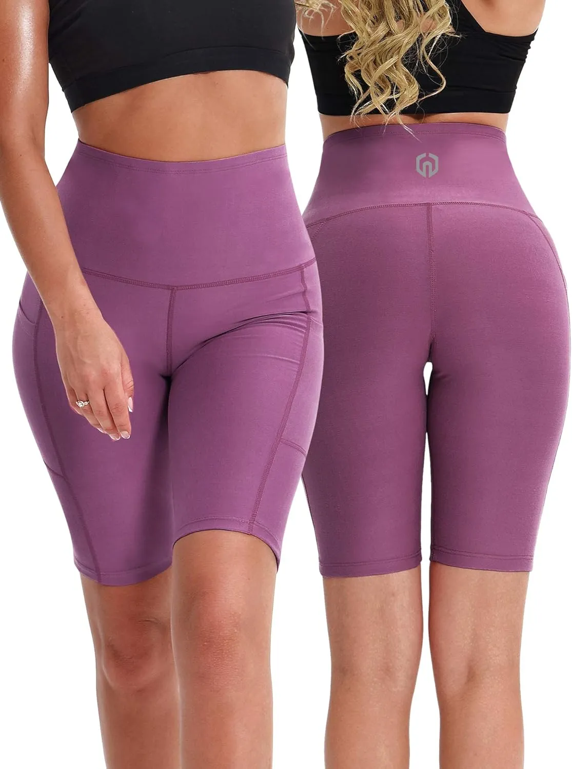 NELEUS Women's 8" Biker Shorts High Waist Tummy Control Workout Running Shorts for Gym Yoga