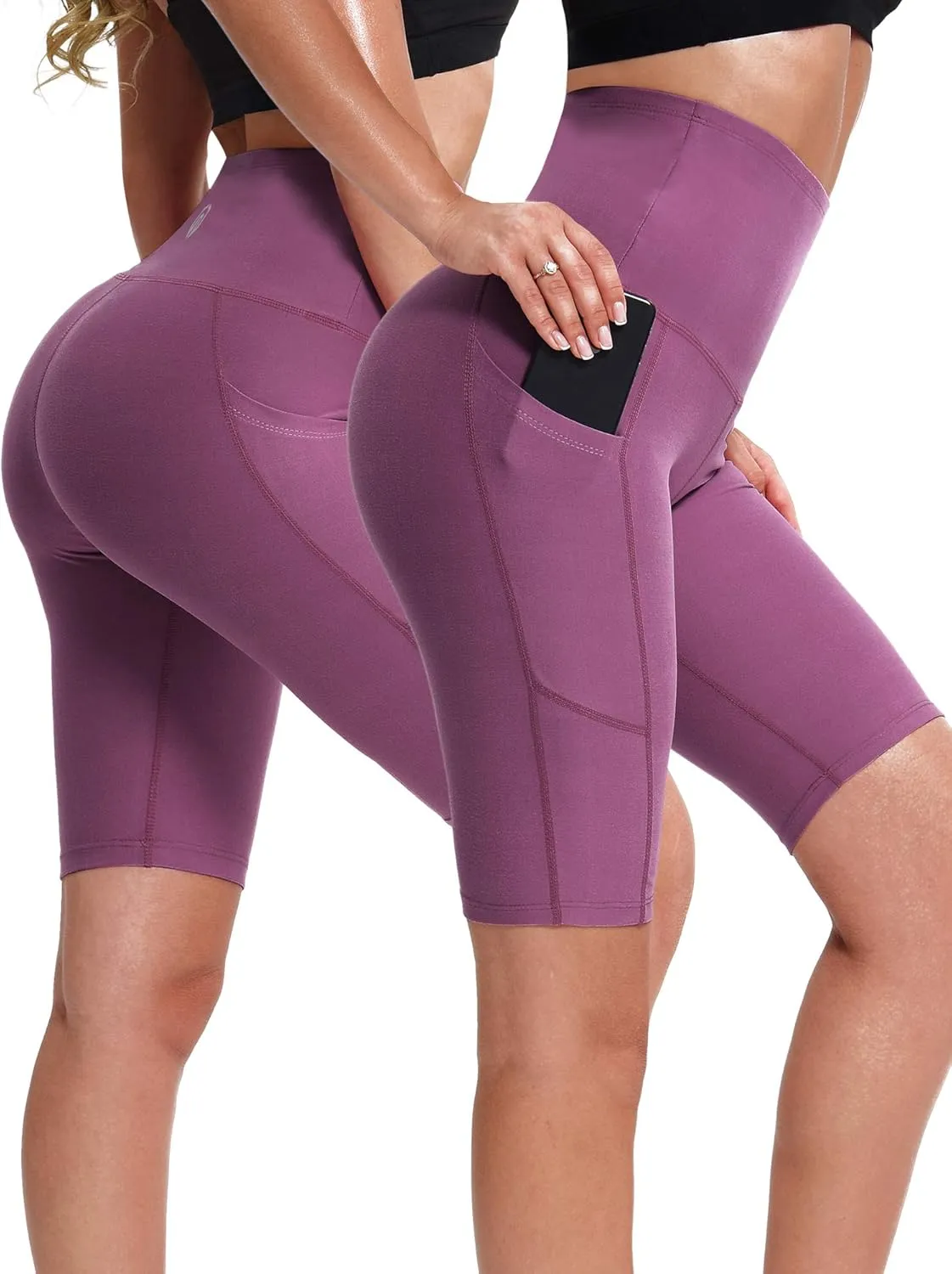 NELEUS Women's 8" Biker Shorts High Waist Tummy Control Workout Running Shorts for Gym Yoga