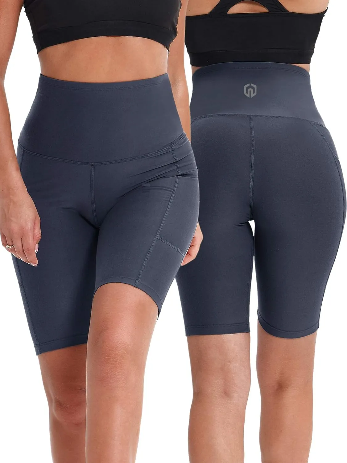 NELEUS Women's 8" Biker Shorts High Waist Tummy Control Workout Running Shorts for Gym Yoga