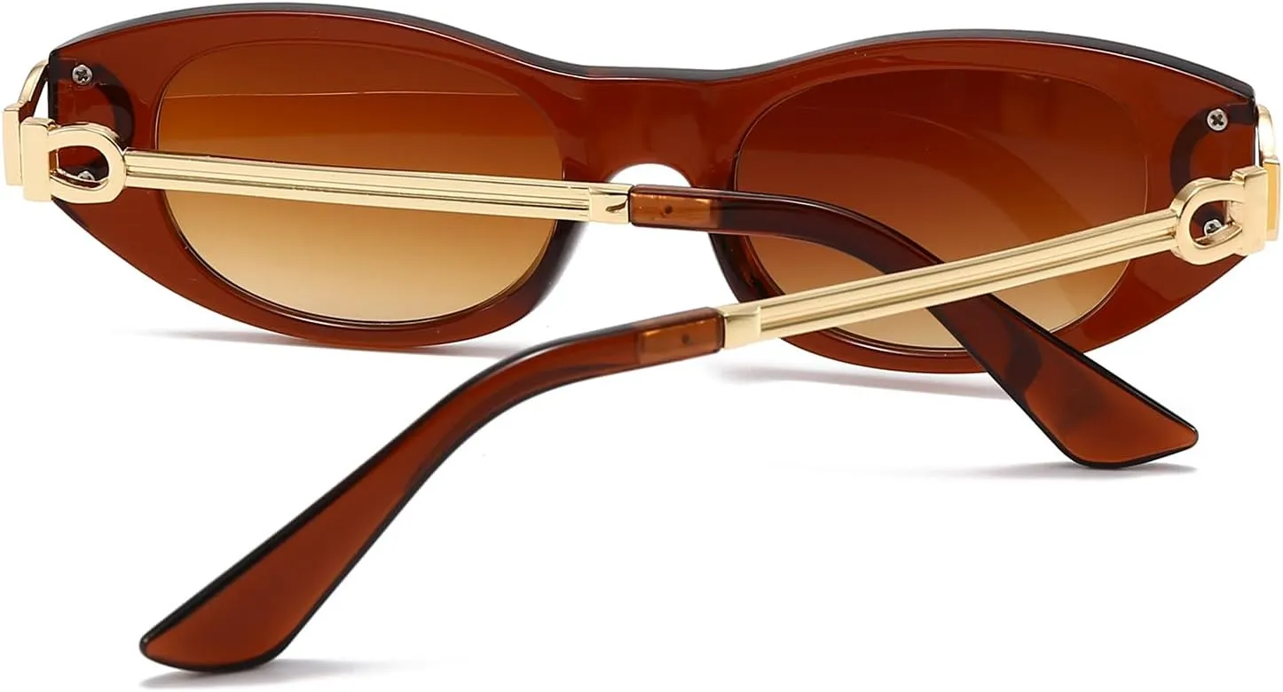 Oval Cat Eye Sunglasses Women Men Retro Small Cute Trendy Sunglasses 90s Vintage Shades