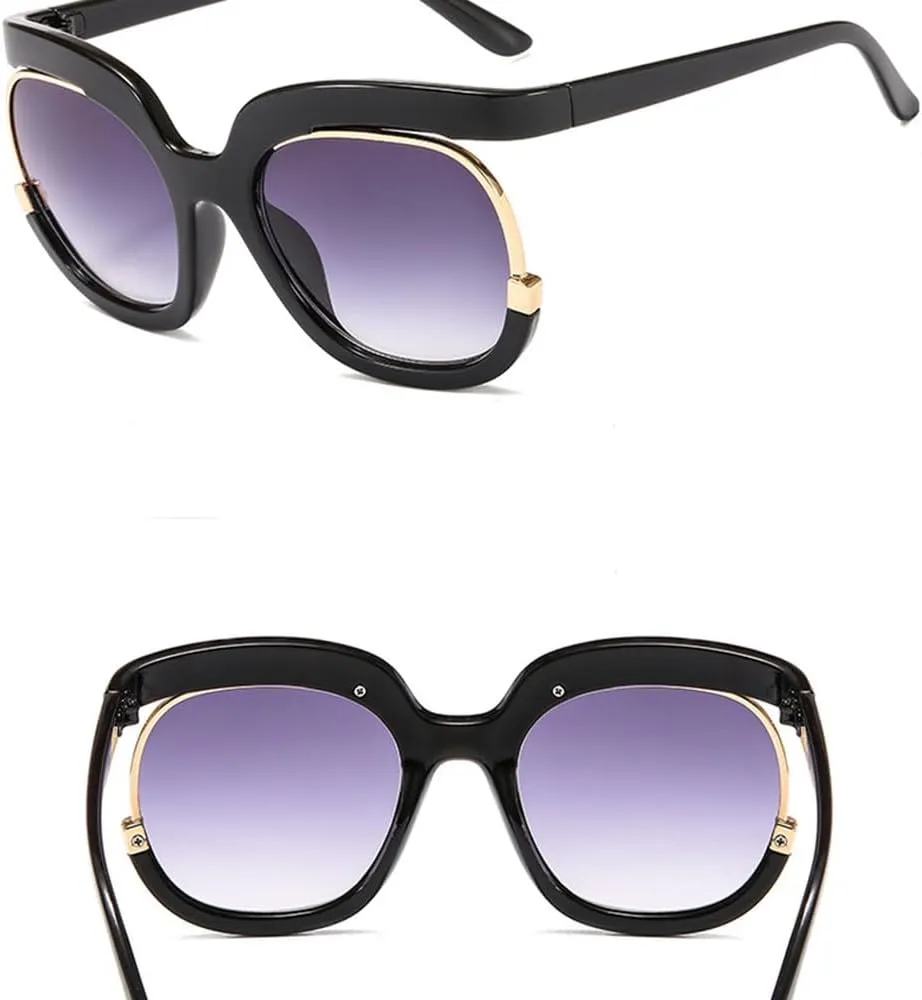 Oversize Half frame Sunglasses Women Big Frame Ladies Shades Luxury Black Sun Glasses Female UV400
