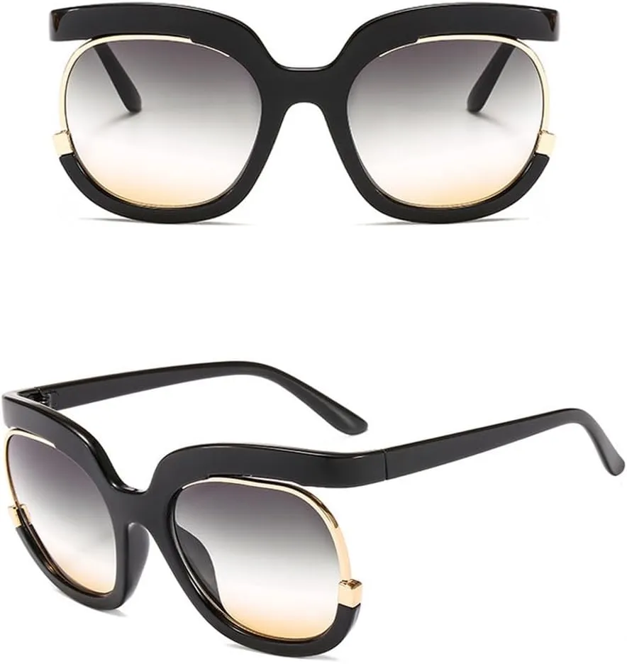 Oversize Half frame Sunglasses Women Big Frame Ladies Shades Luxury Black Sun Glasses Female UV400