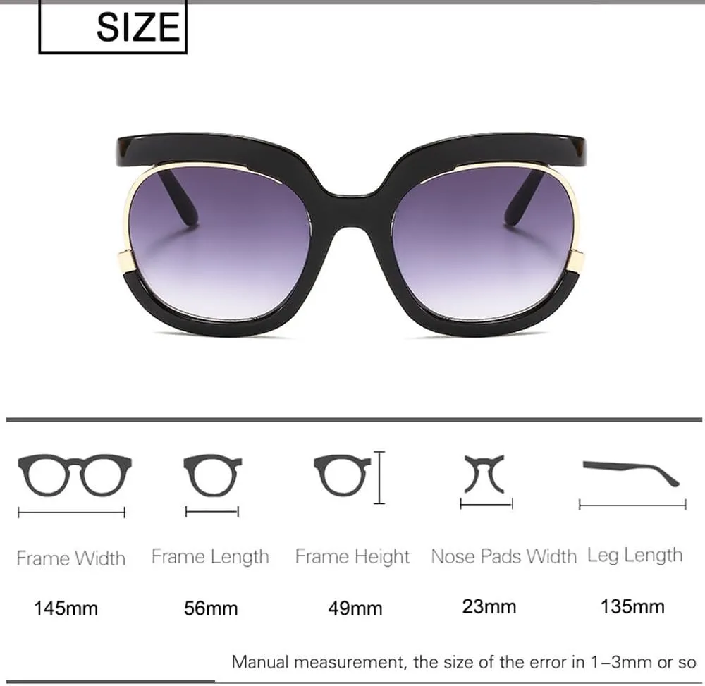 Oversize Half frame Sunglasses Women Big Frame Ladies Shades Luxury Black Sun Glasses Female UV400