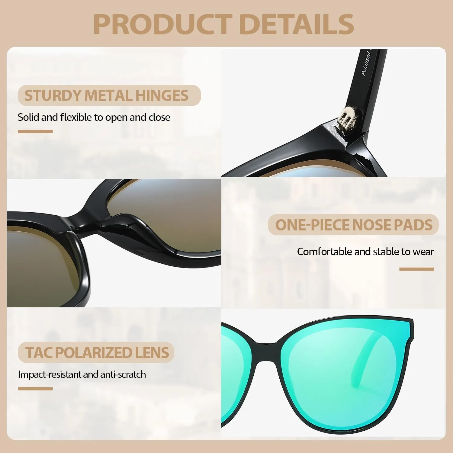 Oversized Cat Eyes Sunglasses for Women Polarized & UV Protection, Trendy Large/Big Cateye Sunnies IF1627