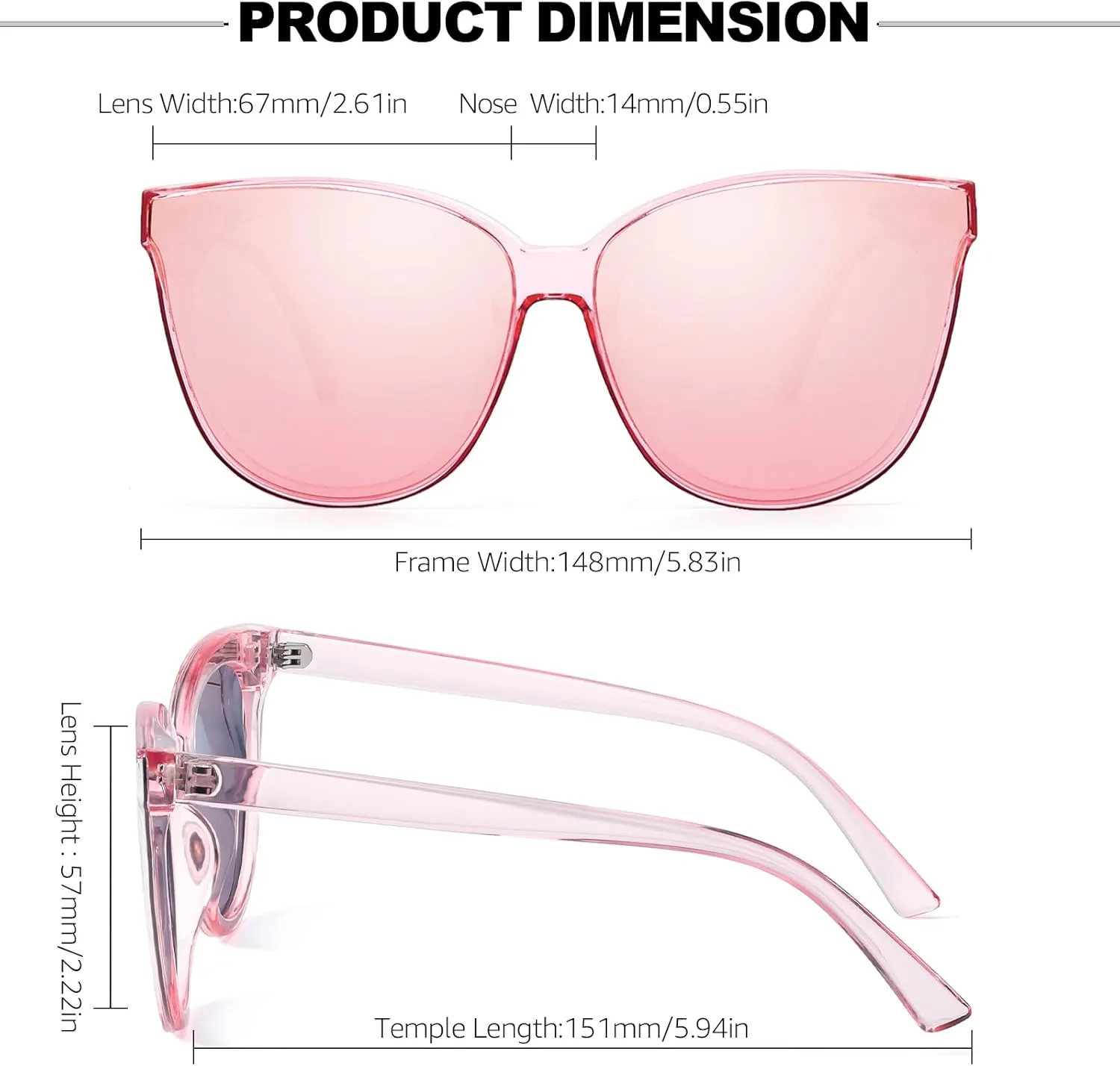 Oversized Cat Eyes Sunglasses for Women Polarized & UV Protection, Trendy Large/Big Cateye Sunnies IF1627