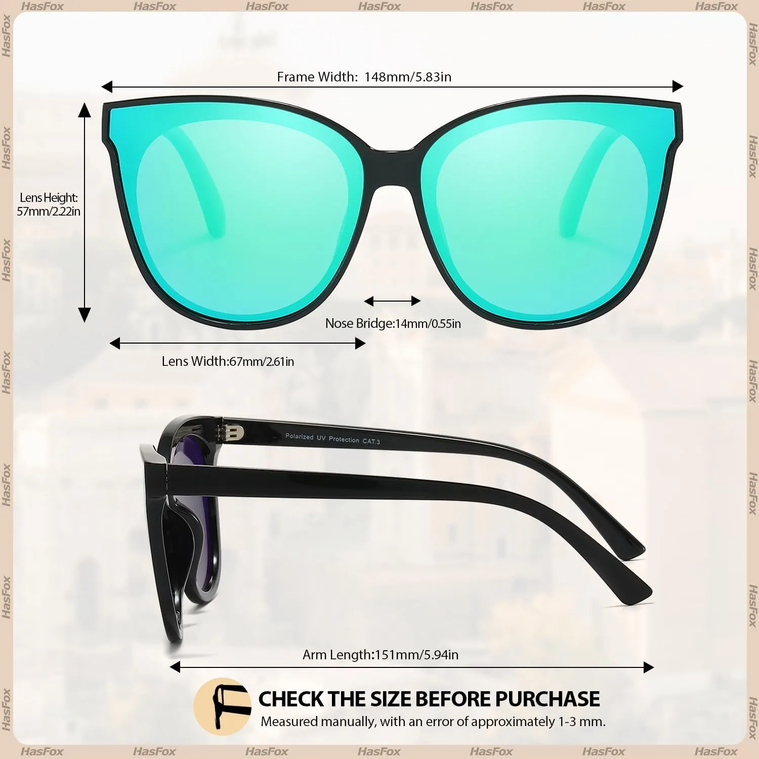 Oversized Cat Eyes Sunglasses for Women Polarized & UV Protection, Trendy Large/Big Cateye Sunnies IF1627