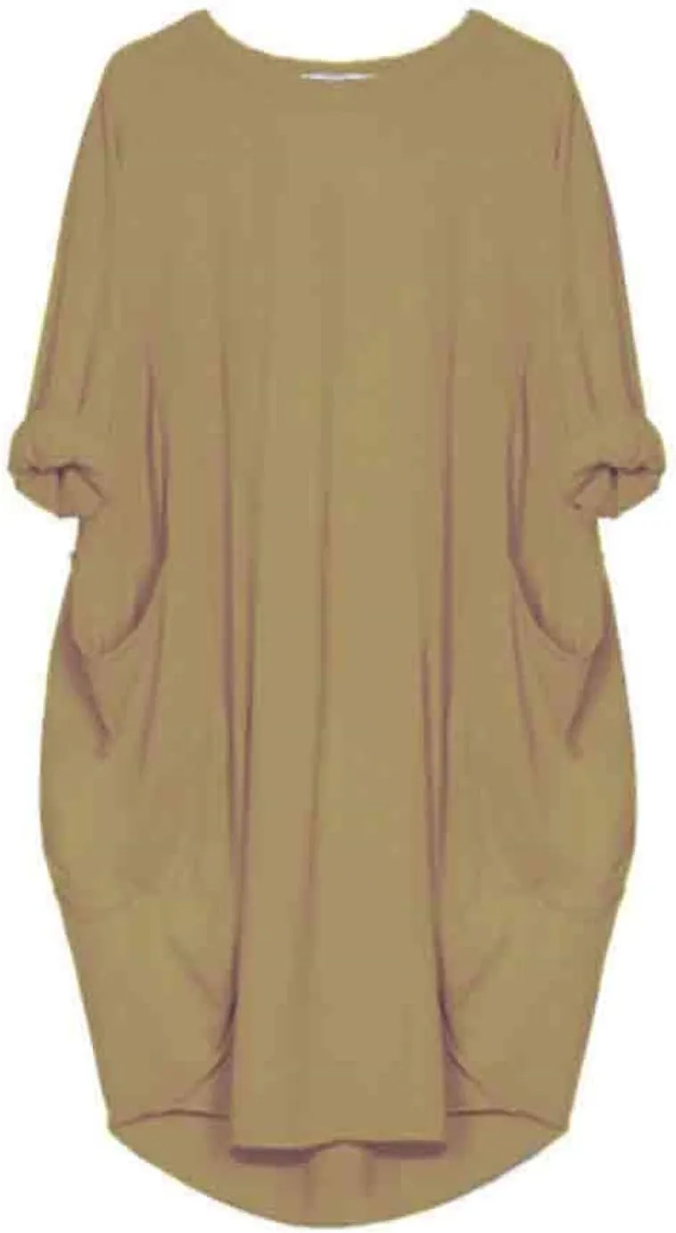 Oversized Dress for Women Long Sleeve Crewneck Midi Dress Plus Size Casual Going Out Dress with Pocket 2025