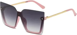 Oversized Sunglasses for Women Vintage Retro Big Uv400 Fashion Rimless