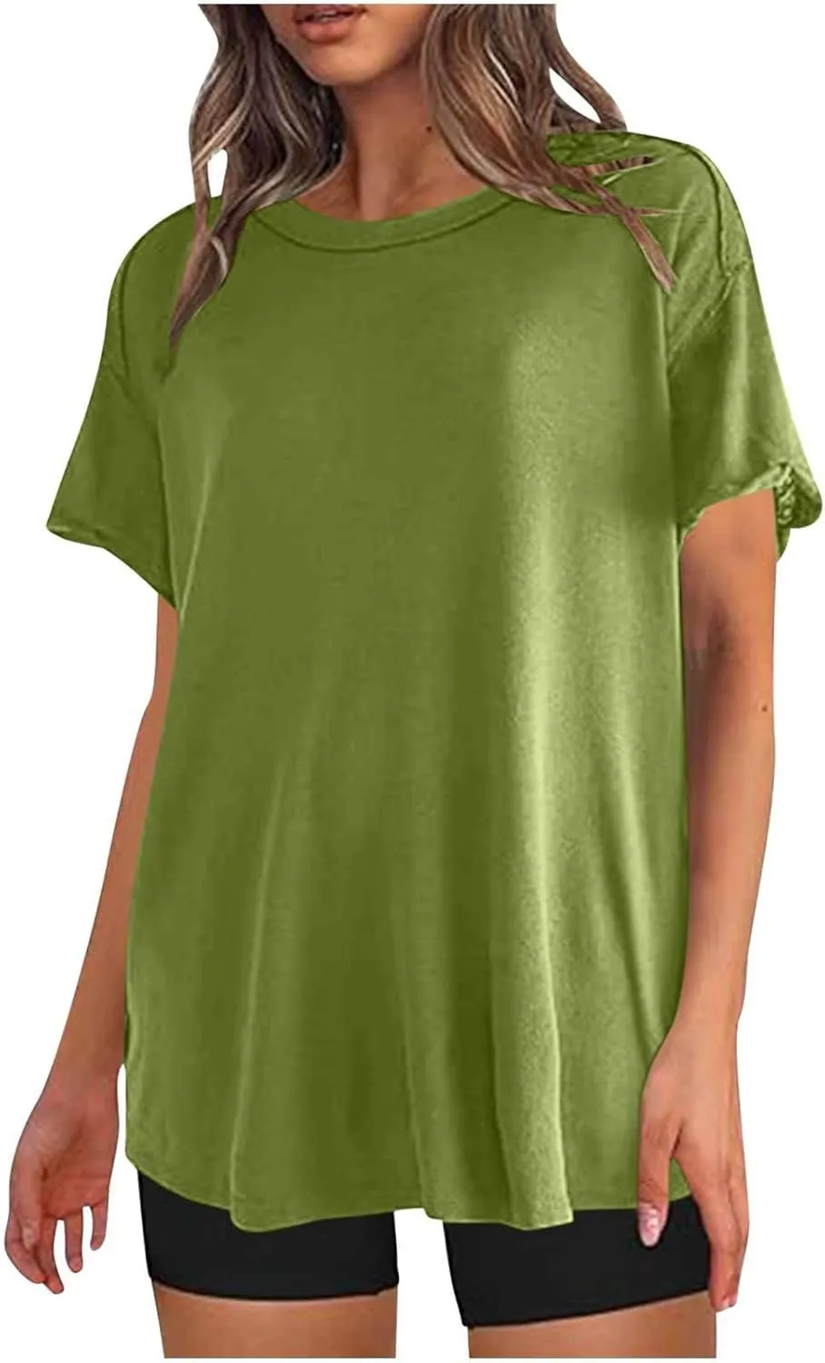 Oversized Workout Shirts or Women Plus Size Summer Casual Short Sleeve Loose Maternity Tops Crewneck Tunic Gym Top