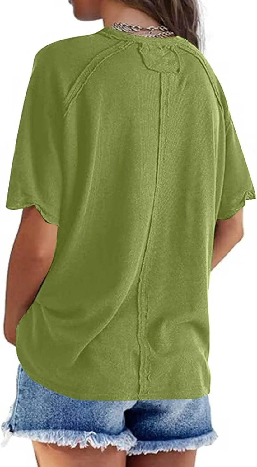 Oversized Workout Shirts or Women Plus Size Summer Casual Short Sleeve Loose Maternity Tops Crewneck Tunic Gym Top