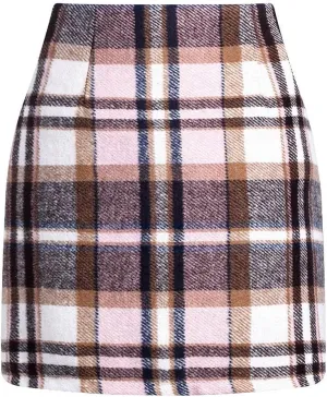 Plaid Mini Skirts for Women Skirts High Waisted Short Sweater Skirt Dress A Line Knee Length Pencil Skirt