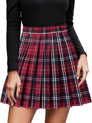 Pleated Skirt Midi for Women Summer Casual A Line Trendy Pleated High Elastic Waist Cheer Mini Skirts for Girls