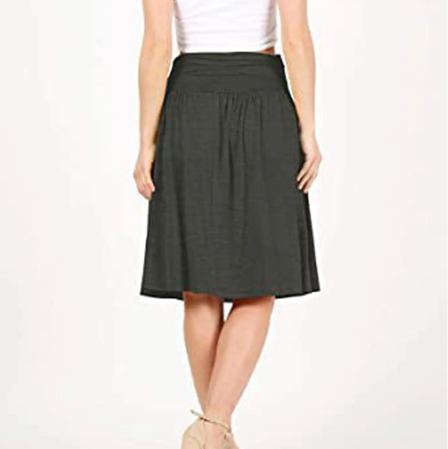 Pleated Skirt Women High Waisted Flowy Mini Skirts Casual Comfy Solid Color Half Skirt Soft Ruffle a Line Skirts