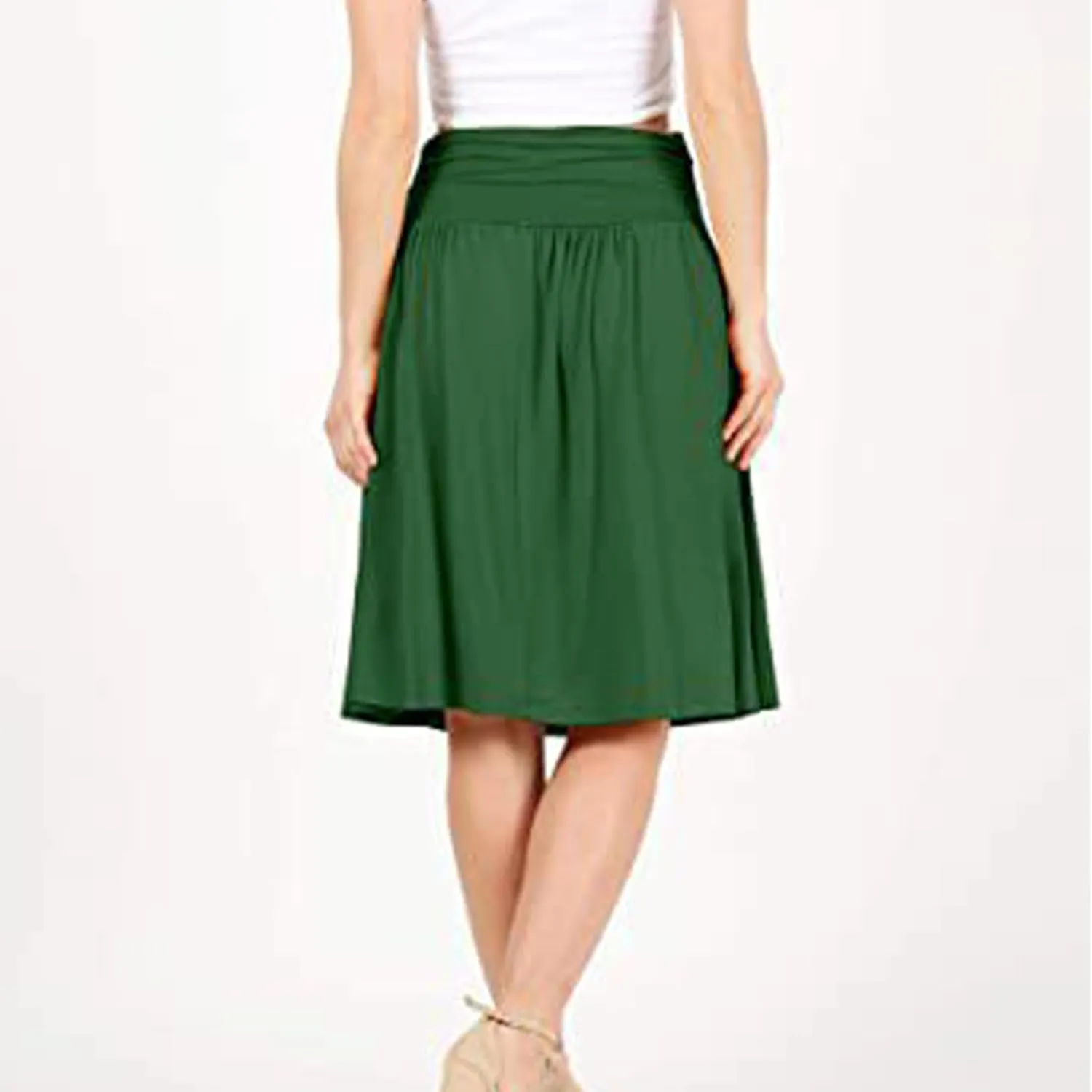 Pleated Skirt Women High Waisted Flowy Mini Skirts Casual Comfy Solid Color Half Skirt Soft Ruffle a Line Skirts