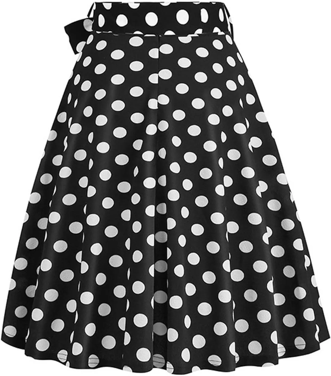 Pleated Skirts for Women Trendy Dot Color Print Loose A-Line Stretch Flared Mini Skirts for Women Summer Streetwear