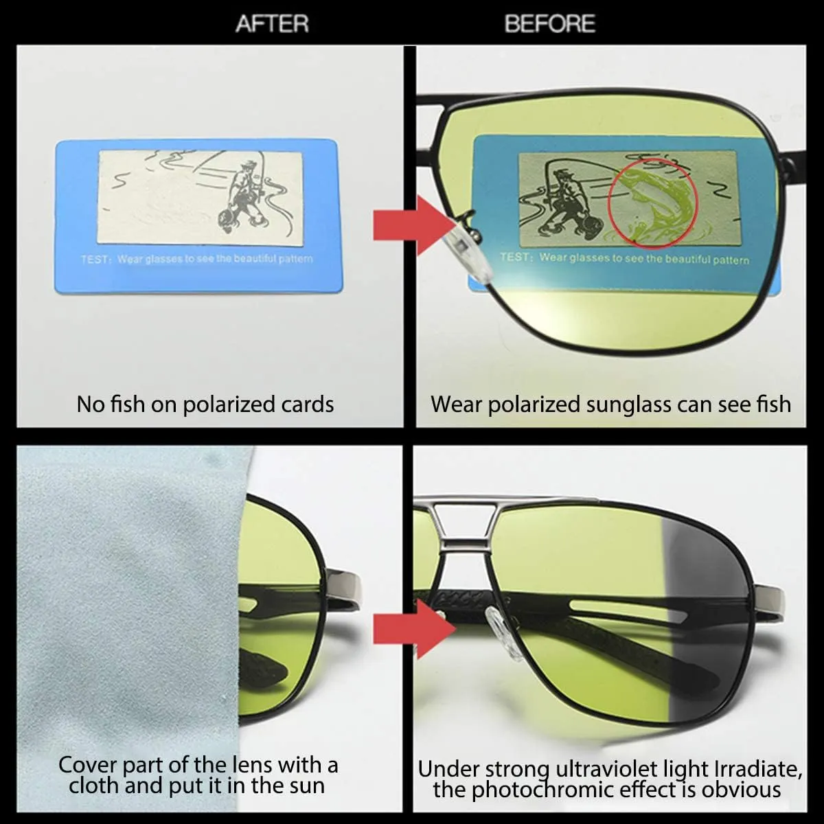 Polarized Photochromic Sunglasses For Men And Women Night Vision Glasses For Driving Cycling UV400 Transition Shades