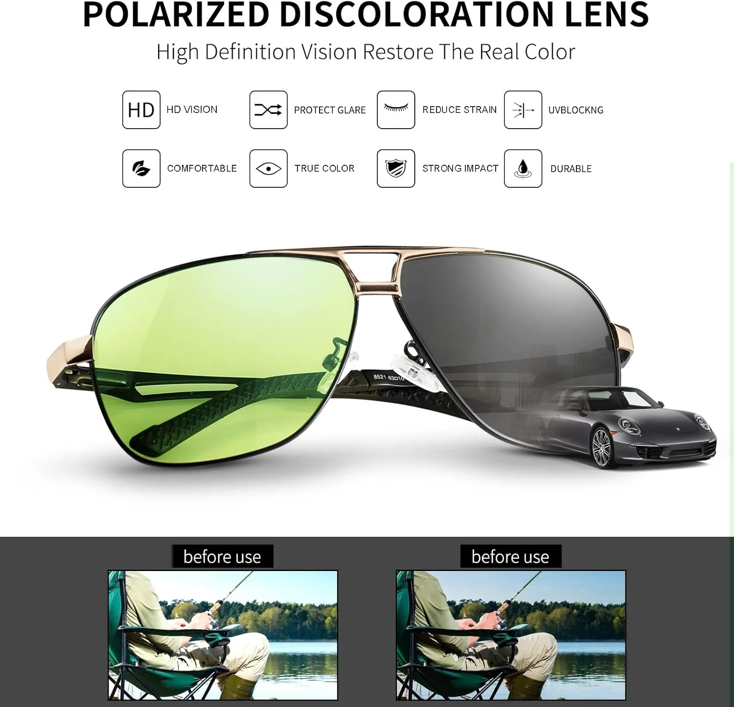 Polarized Photochromic Sunglasses For Men And Women Night Vision Glasses For Driving Cycling UV400 Transition Shades