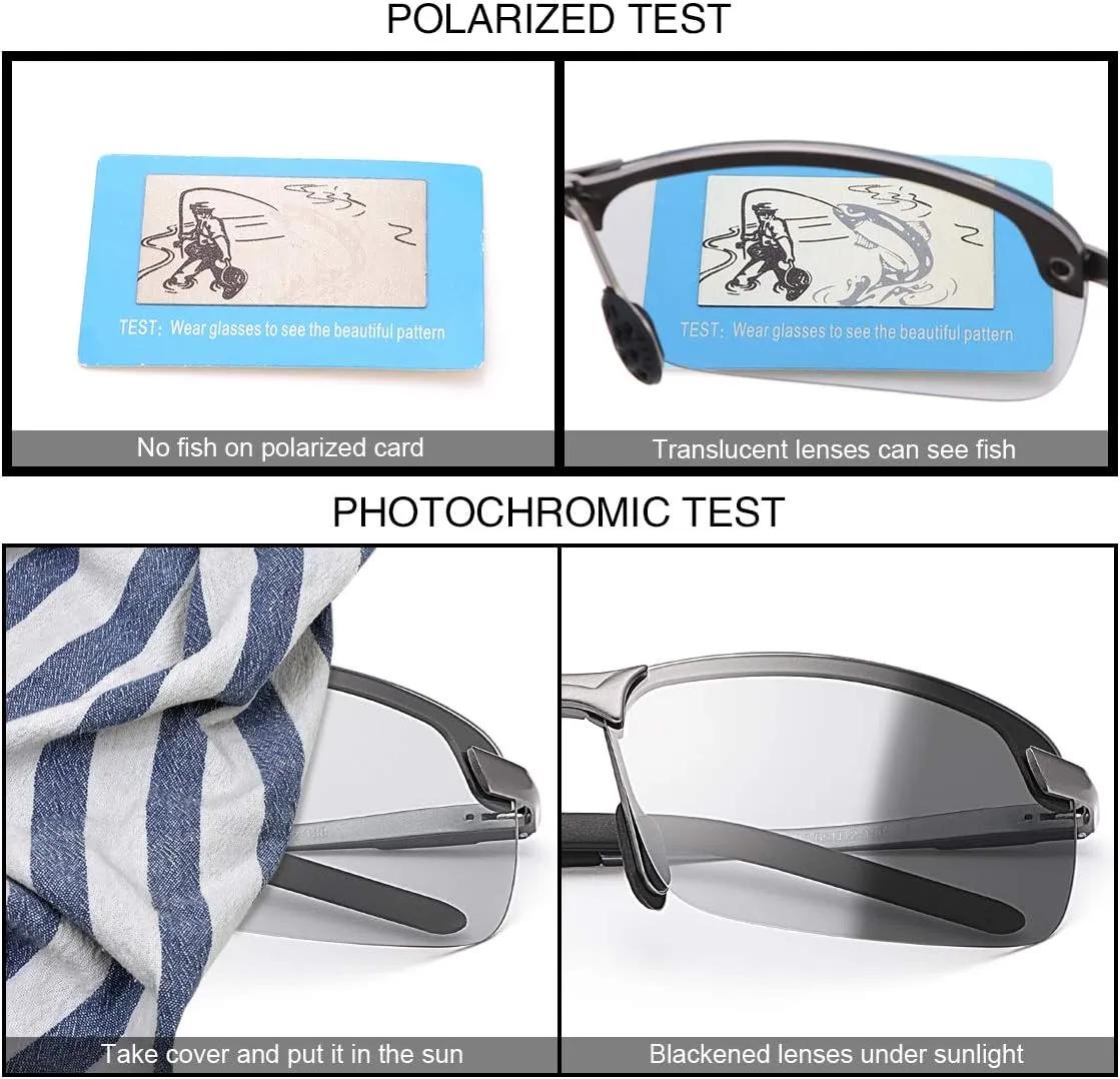 Polarized Photochromic Sunglasses for Men - UV Protection and Lightweight Sun Glasses for Driving Fishing