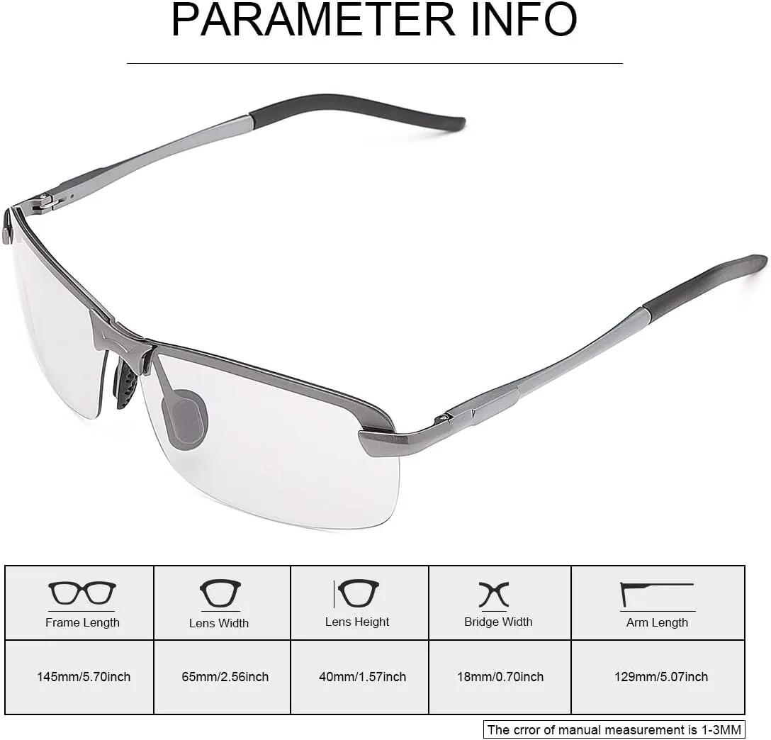 Polarized Photochromic Sunglasses for Men - UV Protection and Lightweight Sun Glasses for Driving Fishing