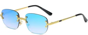 Popular Small Rectangle Sunglasses Retro Rimless Mirror Coating Shades Uv400