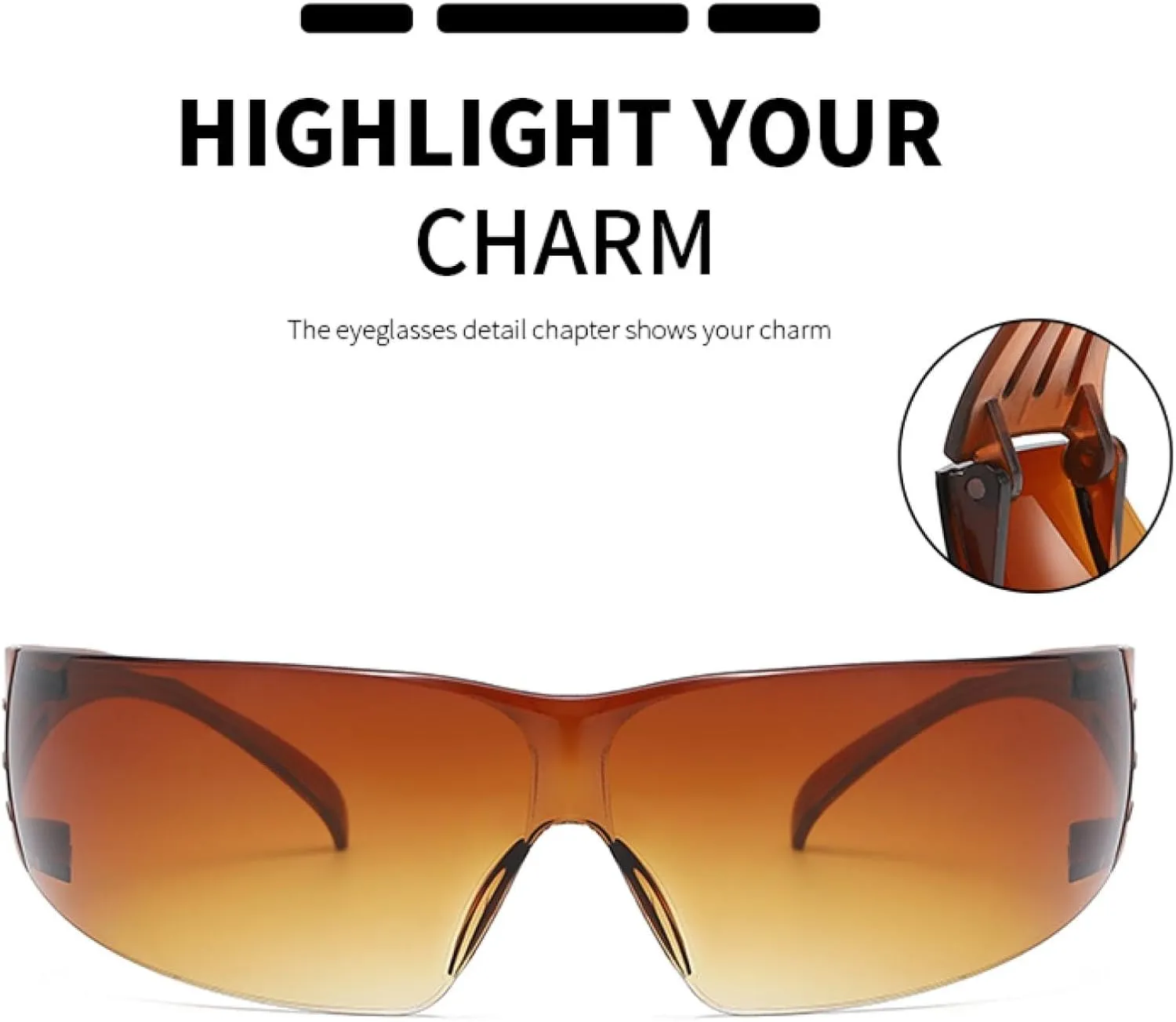 Punk Sunglasses One Piece Rimless Women Men Riding Sport Wrap Around Uv400