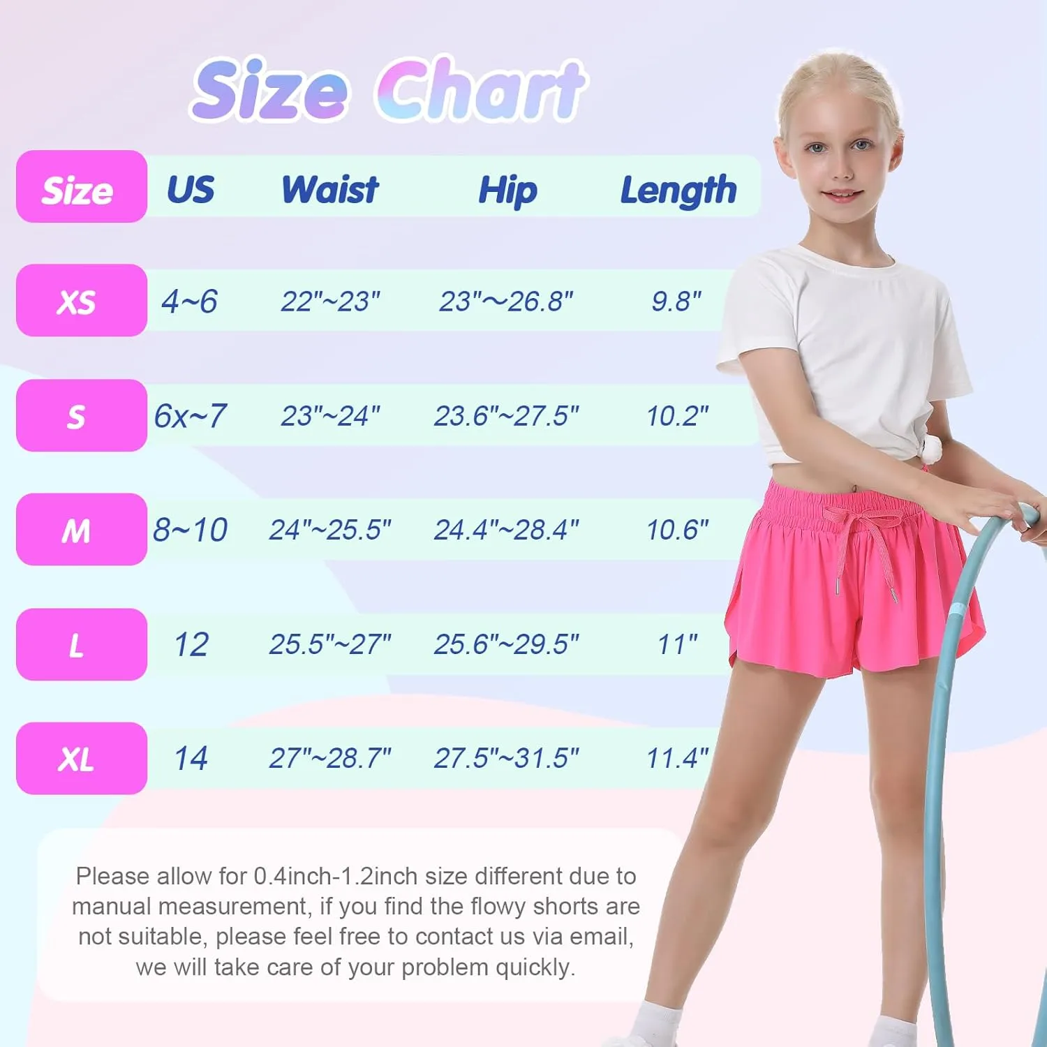 QooNoo Girls Butterfly Shorts with Pocket Flowy Athletic Shorts High Waist Preppy Running Shorts for Kids Teen
