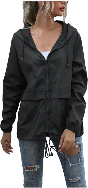 Rain Coats for Women Waterproof Raincoat Lightweight Rain Jacket Hooded Windbreaker with Pockets for Outdoor