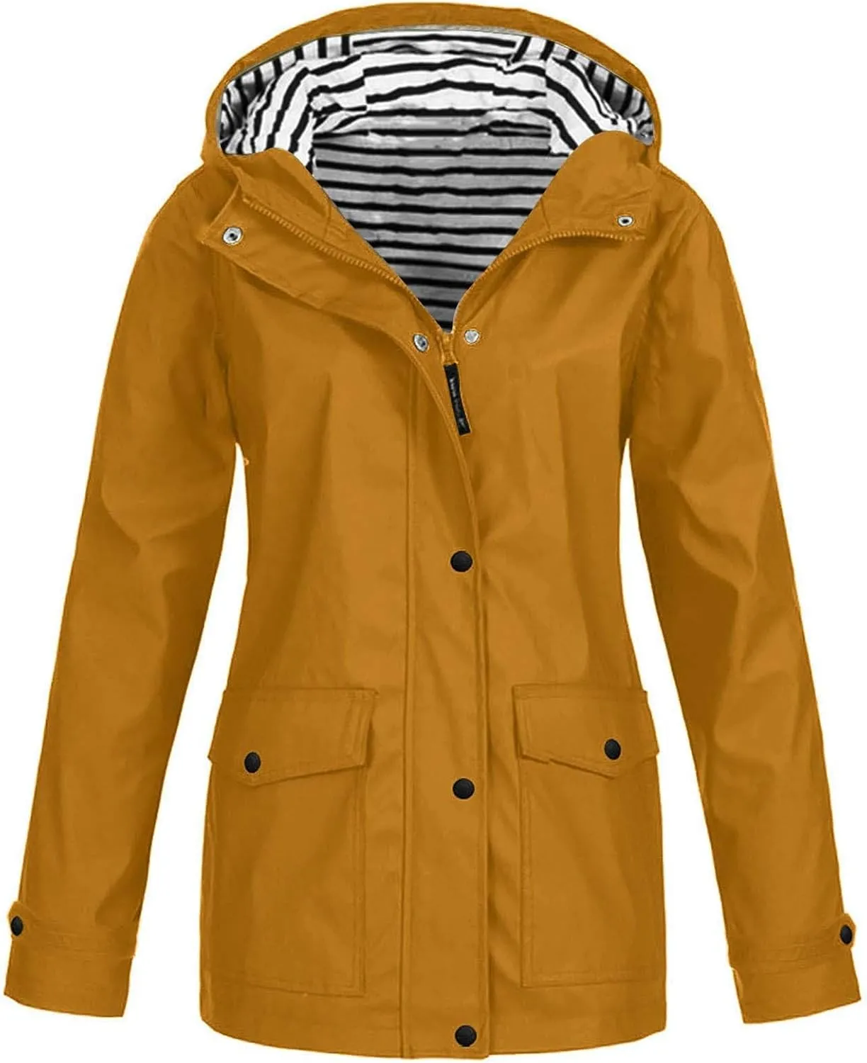 Rain Jacket for Women Waterproof Lightweight Coat Long Hooded Raincoat Travel Light Outdoor Windbreaker Trench Coats