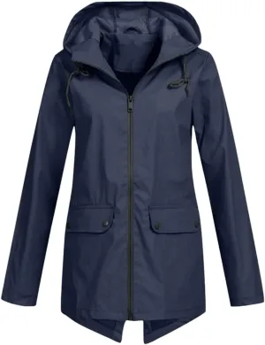 Rain Jacket Women Waterproof Lightweight Rain Hoode Coats Active Outdoor Long Sleeve Windbreaker Raincoats Travel Coat