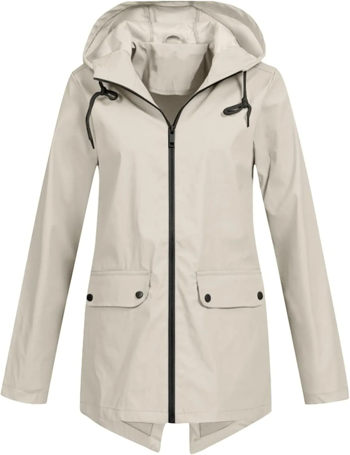 Rain Jacket Women Waterproof Lightweight Rain Hoode Coats Active Outdoor Long Sleeve Windbreaker Raincoats Travel Coat