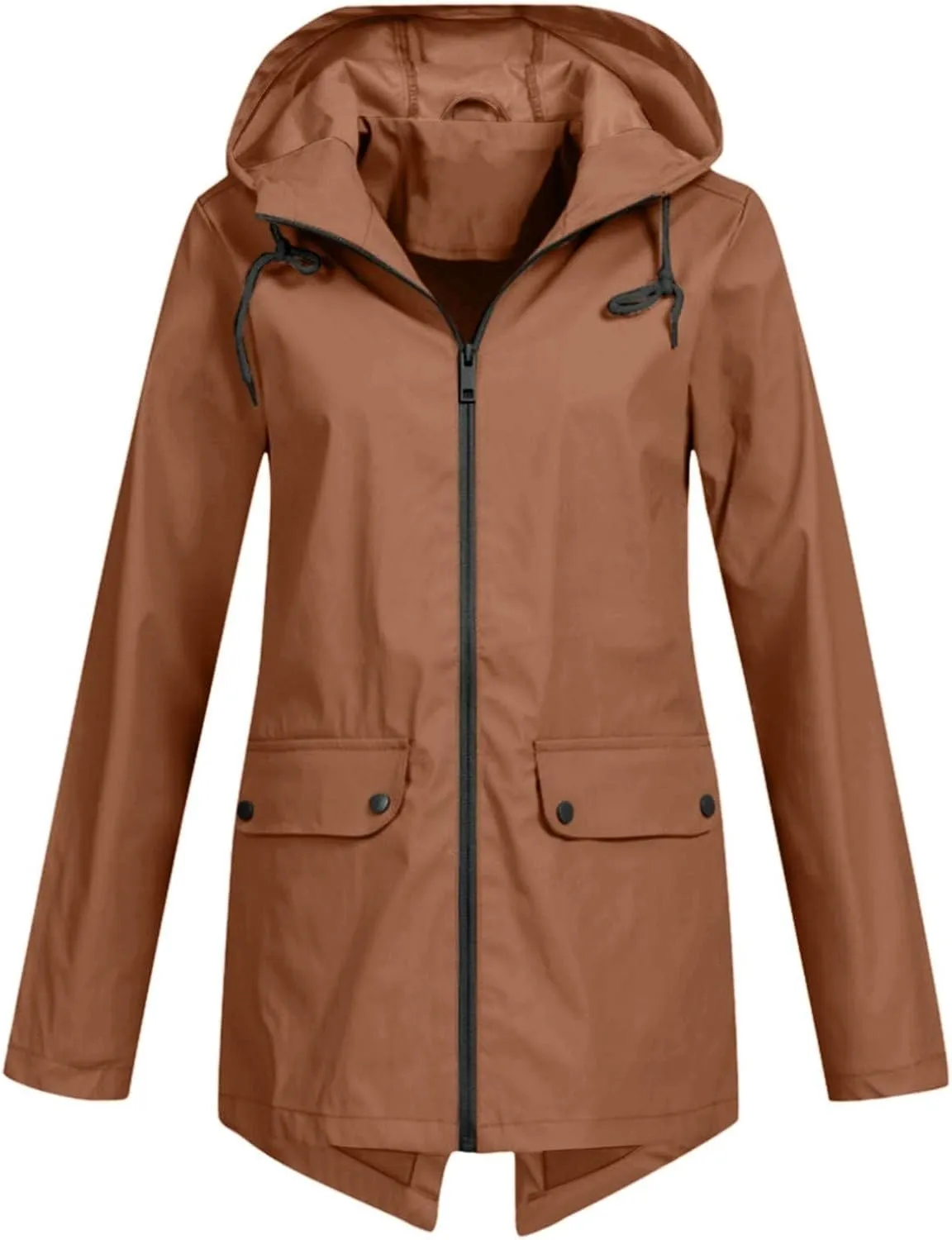 Rain Jacket Women Waterproof Lightweight Rain Hoode Coats Active Outdoor Long Sleeve Windbreaker Raincoats Travel Coat