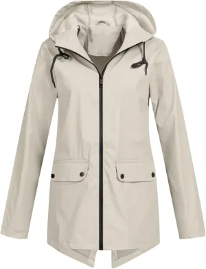 Rain Jacket Women Waterproof Lightweight Rain Hoode Coats Active Outdoor Long Sleeve Windbreaker Raincoats Travel Coat