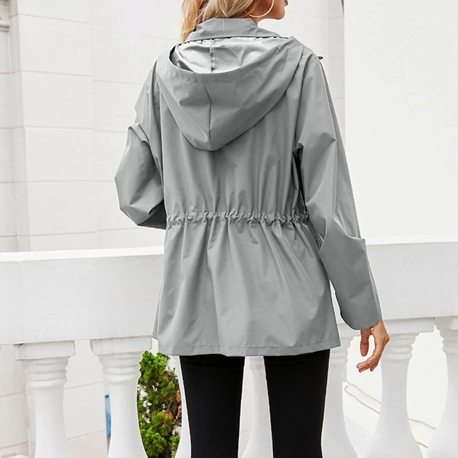 Rain Jacket Women Waterproof Raincoat Lightweight Rain Coats Hooded Windbreaker with Pocket for Outdoor Hiking Travel