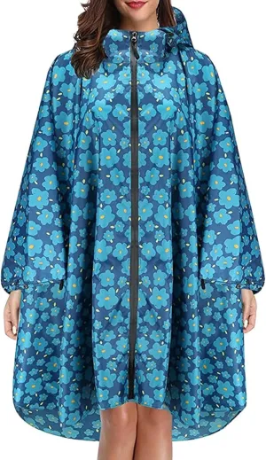 Rain Ponchos for Adults Waterproof Rain Poncho Lightweight Reusable Hiking Coat for Outdoor Activities with Pockets