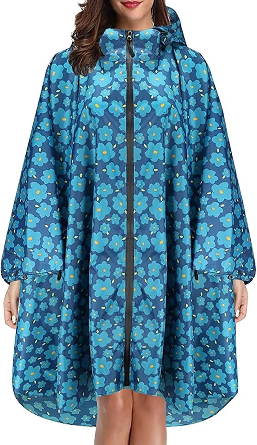 Rain Ponchos for Adults Waterproof Rain Poncho Lightweight Reusable Hiking Coat for Outdoor Activities with Pockets