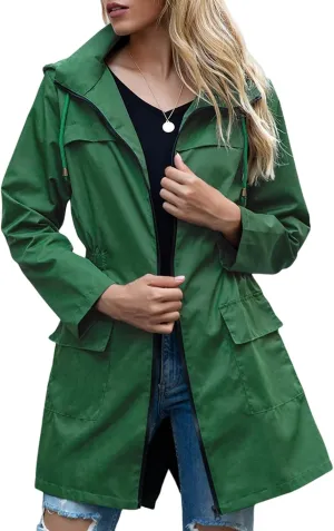 Raincoats for Women with Hood Lightweight Waterproof Rain Jacket Packable Outdoor Rain Coat Windproof Windbreaker Coat