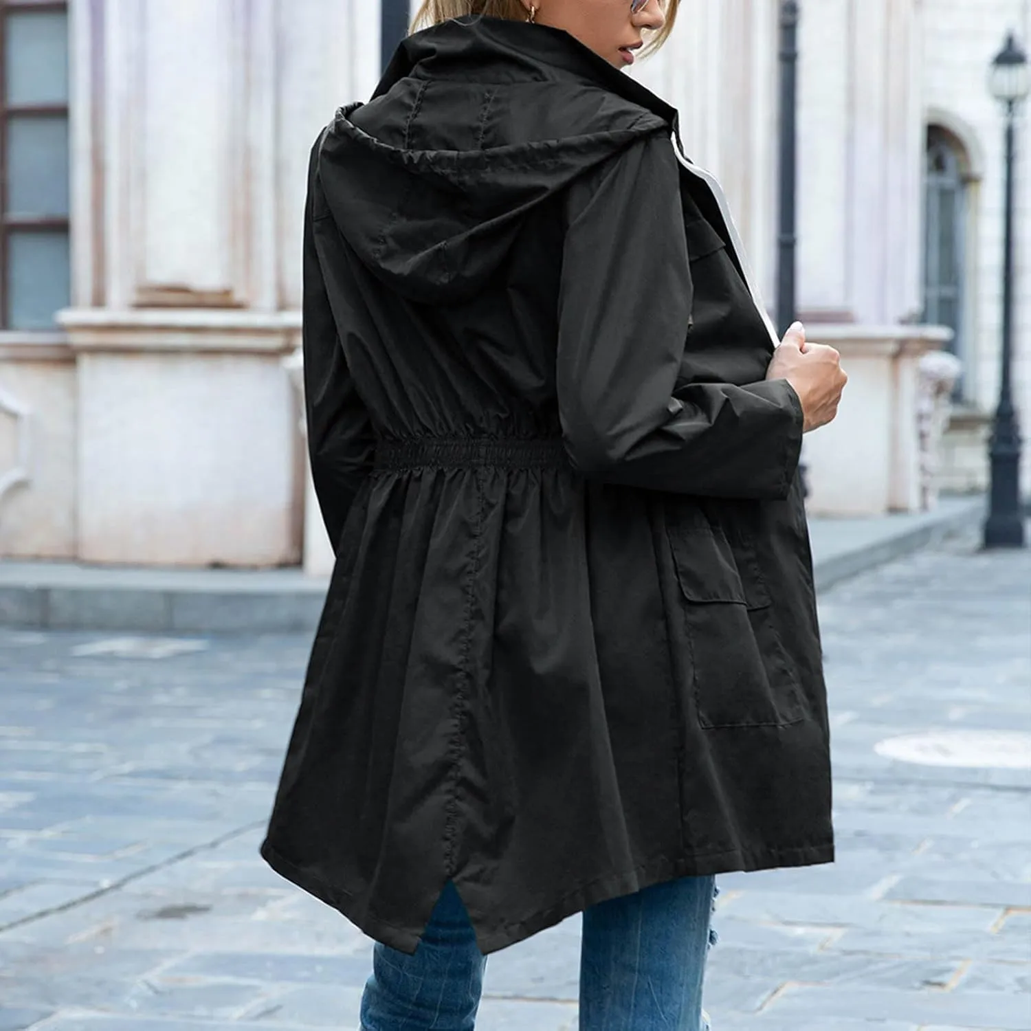 Raincoats for Women with Hood Lightweight Waterproof Rain Jacket Packable Outdoor Rain Coat Windproof Windbreaker Coat