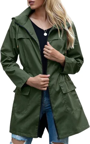 Raincoats for Women with Hood Lightweight Waterproof Rain Jacket Packable Outdoor Rain Coat Windproof Windbreaker Coat